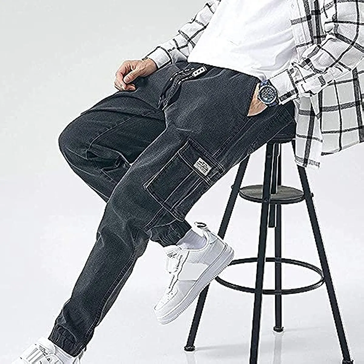 XYXIONGMAO Streetwear Hip Hop Cargo Joggers Pants for Men Denim Overalls Sports Harness Feet Harlan Casual Trousers