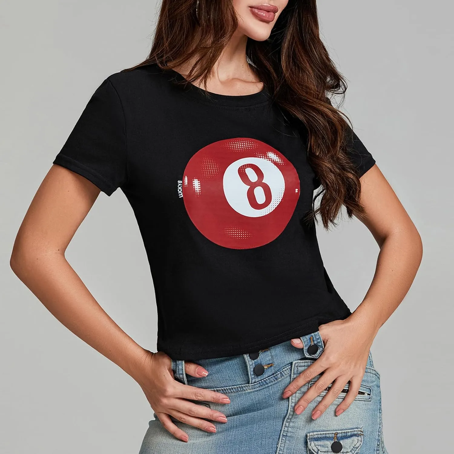 Y2k Womens Graphic Baby Tee Slim Fit Short Sleeve Crop Tops Funny Letter Animal Print Shirts 90s 2000s Streetwear