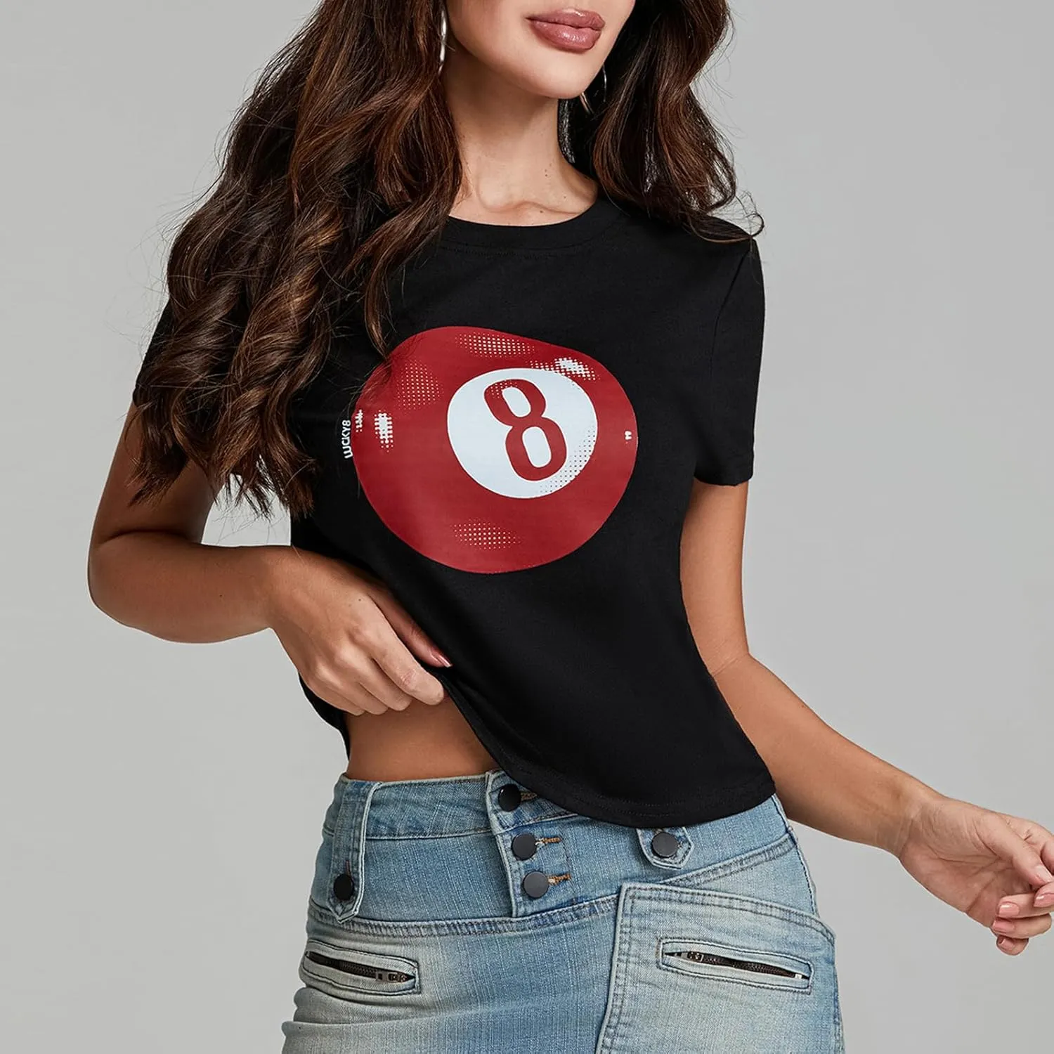 Y2k Womens Graphic Baby Tee Slim Fit Short Sleeve Crop Tops Funny Letter Animal Print Shirts 90s 2000s Streetwear