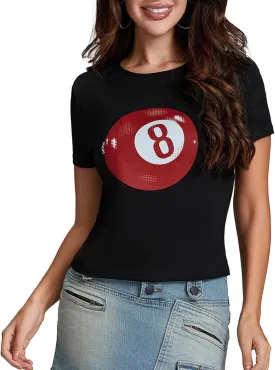 Y2k Womens Graphic Baby Tee Slim Fit Short Sleeve Crop Tops Funny Letter Animal Print Shirts 90s 2000s Streetwear