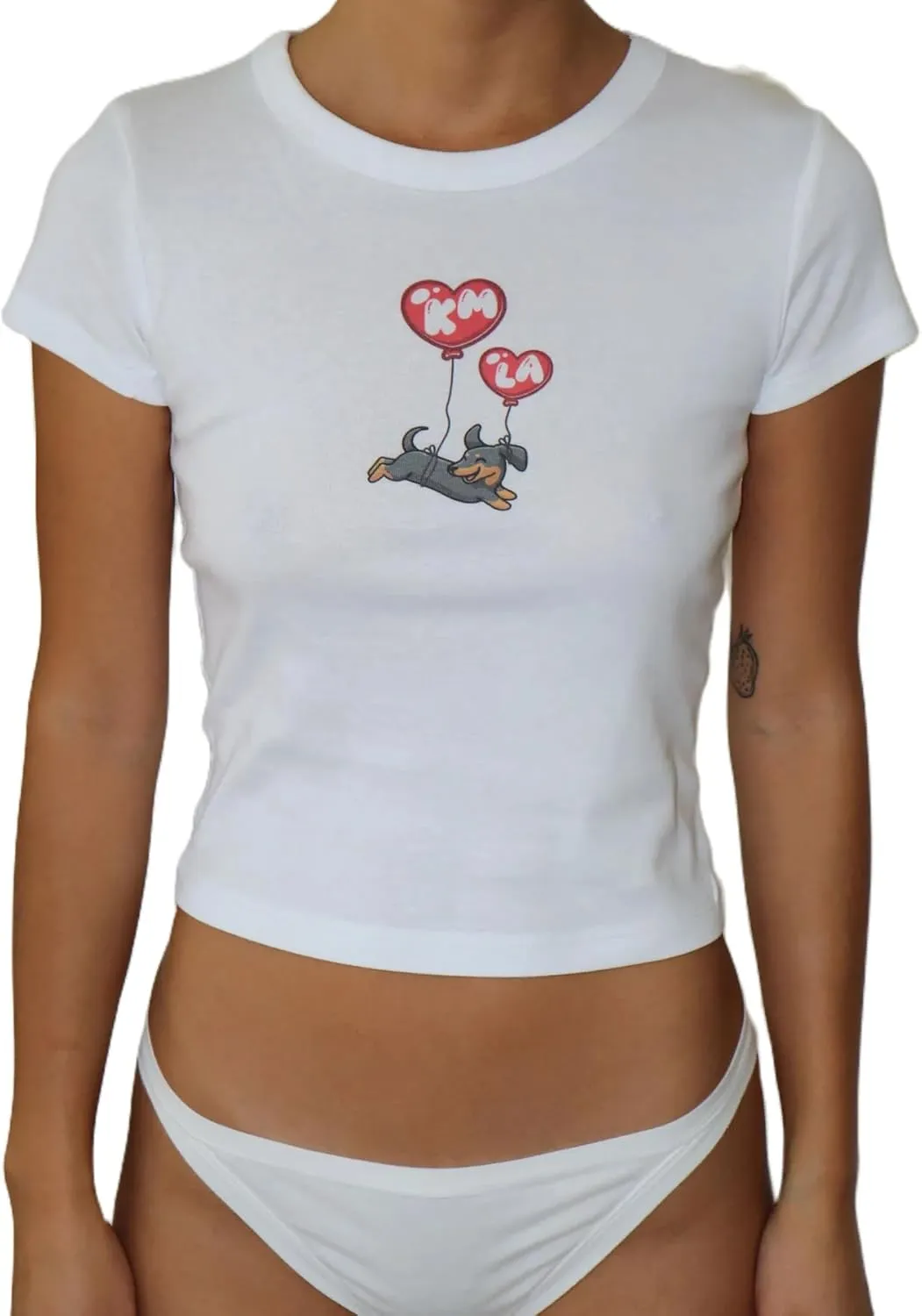 Y2k Womens Graphic Baby Tee Slim Fit Short Sleeve Crop Tops Funny Letter Animal Print Shirts 90s 2000s Streetwear