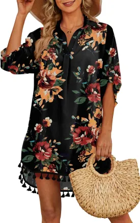 Yincro Women Swimsuit Cover Up Shirt 2025 Tassel Beach Bathing Suit for Swimwear Bikini Dress